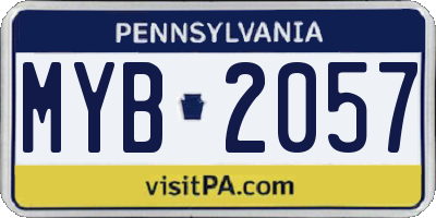 PA license plate MYB2057