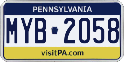 PA license plate MYB2058
