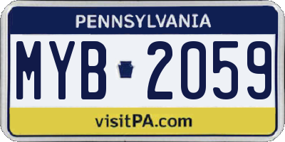 PA license plate MYB2059
