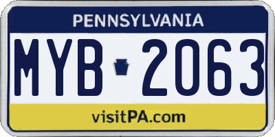 PA license plate MYB2063