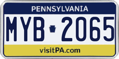 PA license plate MYB2065
