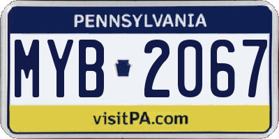 PA license plate MYB2067