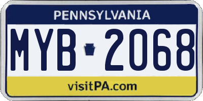 PA license plate MYB2068