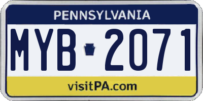 PA license plate MYB2071