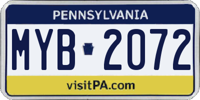 PA license plate MYB2072