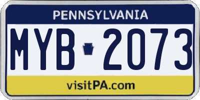 PA license plate MYB2073