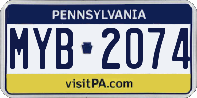 PA license plate MYB2074