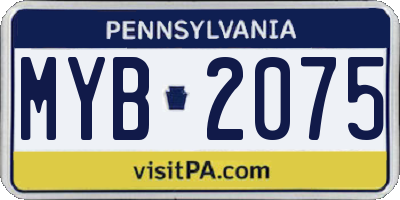 PA license plate MYB2075