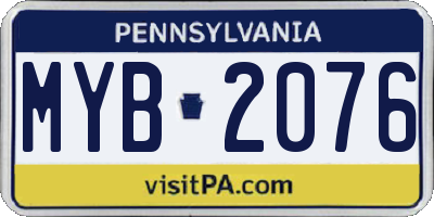 PA license plate MYB2076