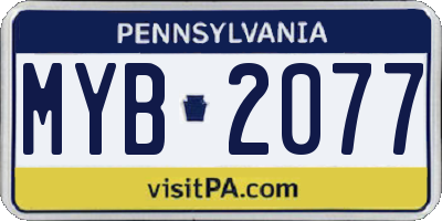 PA license plate MYB2077
