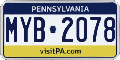 PA license plate MYB2078