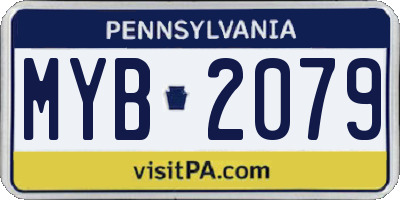 PA license plate MYB2079