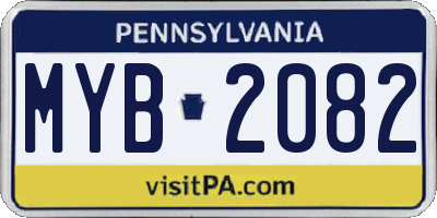 PA license plate MYB2082