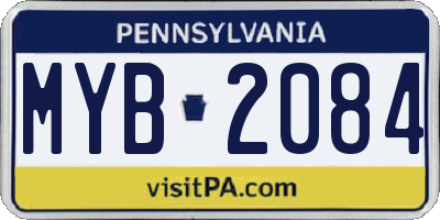 PA license plate MYB2084