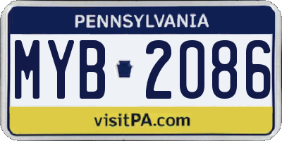 PA license plate MYB2086
