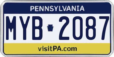 PA license plate MYB2087
