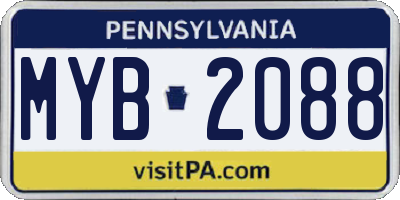 PA license plate MYB2088