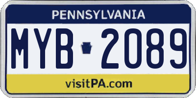 PA license plate MYB2089