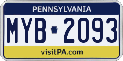 PA license plate MYB2093