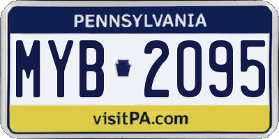PA license plate MYB2095