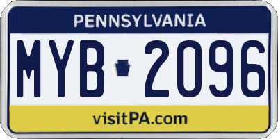 PA license plate MYB2096
