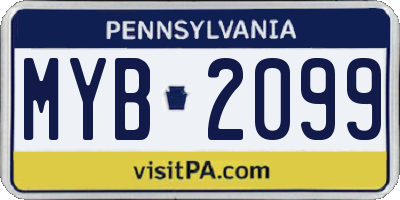 PA license plate MYB2099