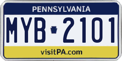 PA license plate MYB2101