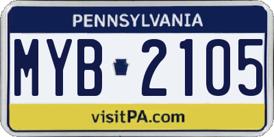 PA license plate MYB2105