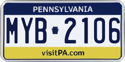 PA license plate MYB2106