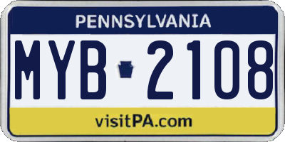 PA license plate MYB2108
