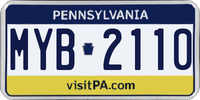 PA license plate MYB2110