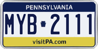 PA license plate MYB2111