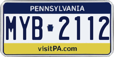 PA license plate MYB2112