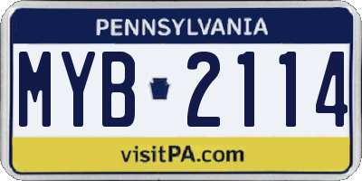 PA license plate MYB2114