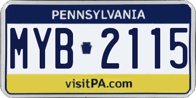 PA license plate MYB2115