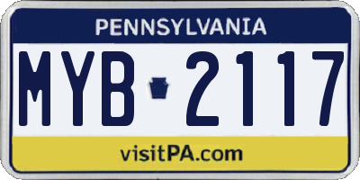 PA license plate MYB2117