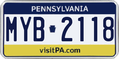 PA license plate MYB2118