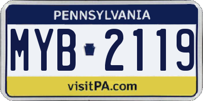 PA license plate MYB2119