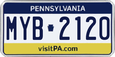 PA license plate MYB2120