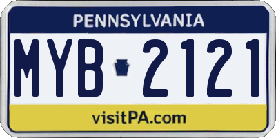 PA license plate MYB2121