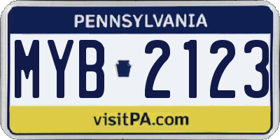 PA license plate MYB2123