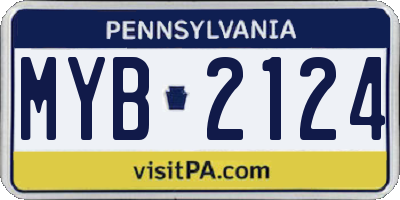 PA license plate MYB2124