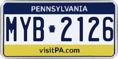 PA license plate MYB2126