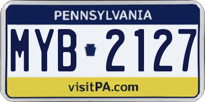 PA license plate MYB2127