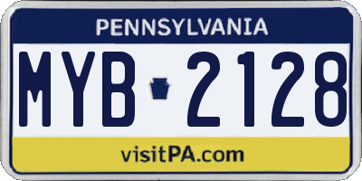 PA license plate MYB2128