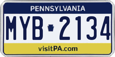 PA license plate MYB2134