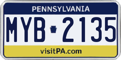 PA license plate MYB2135