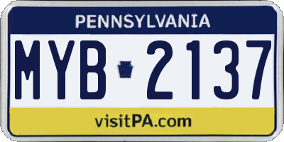 PA license plate MYB2137