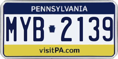 PA license plate MYB2139