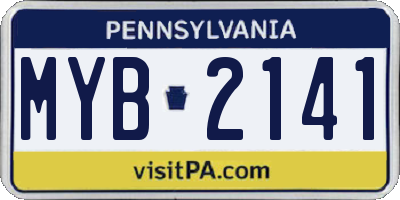 PA license plate MYB2141